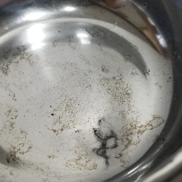 Vintage heavy sauce bowl with handle has dent 4.1349 - Picture 3 of 8